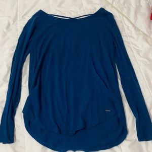 Backless blue long sleeve shirt